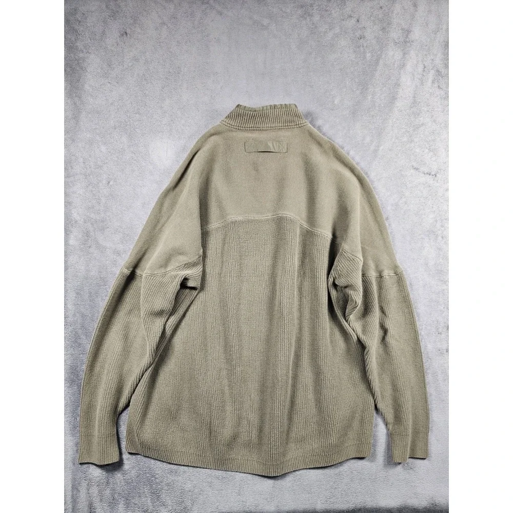 Vintage Duluth Trading Co Cotton Rib Knit 1/4 Zip Sweater XLT Tall Tan Hong Kong